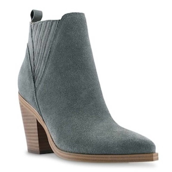 MARC FISHER LTD GADRI LEATHER HEELED BOOTIE IN GRAY NWOT WOMEN'S SIZE 8.5 - Picture 1 of 13